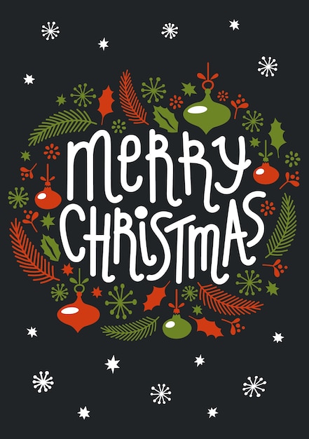 Merry christmas greeting lettering