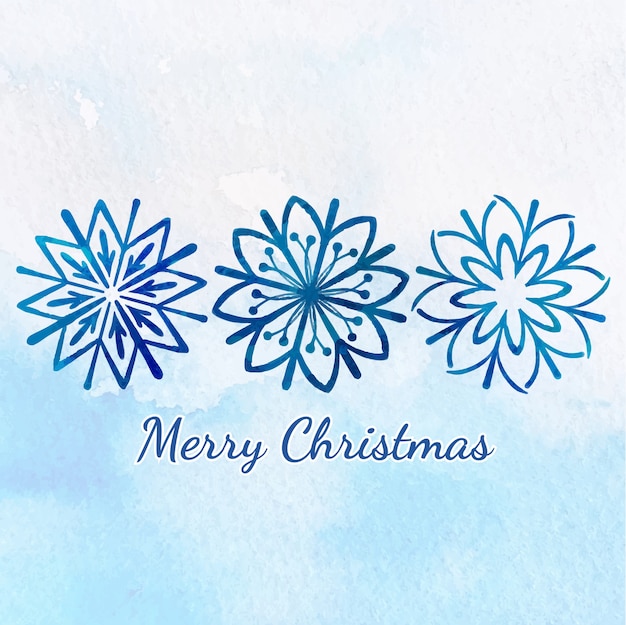 Vector merry christmas greeting with watercolor snowflake