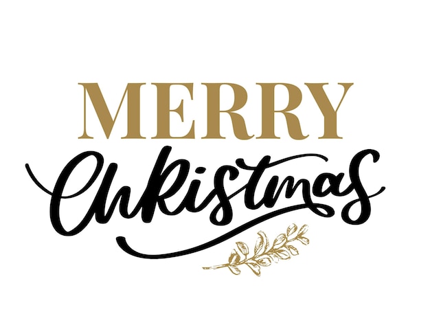 Vector merry christmas hand belettering kalligrafie geïsoleerd op een witte achtergrond vector vakantie illustratie element merry christmas script kalligrafie