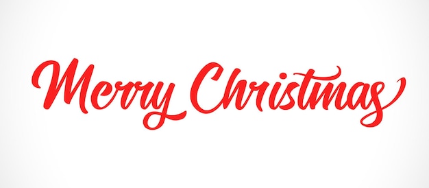 Merry christmas hand belettering stijl inscriptie, elegant design. kalligrafische rode tekst.