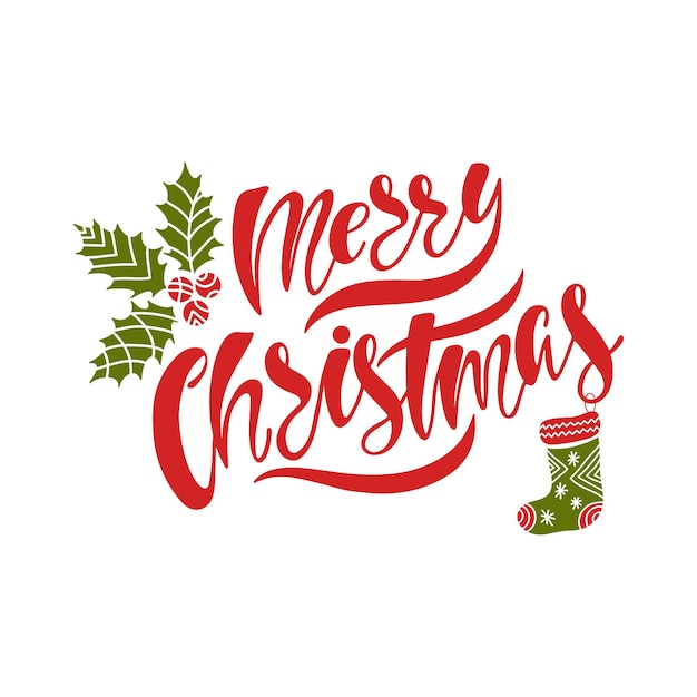 Merry christmas hand drawn calligraphy text