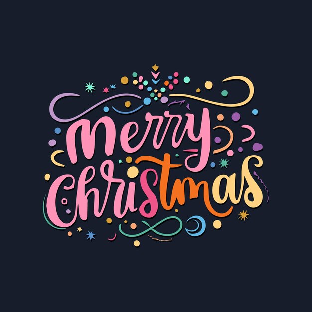 Merry Christmas hand drawn lettering