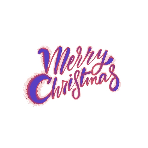 Merry Christmas hand drawn modern calligraphy colorful phrase. Vector lettering illustration.