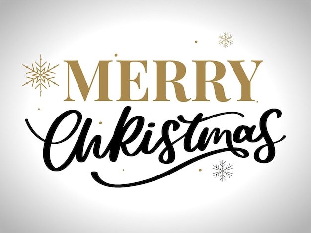 Vector merry christmas hand lettering calligraphy isolated on white background vector holiday illustration