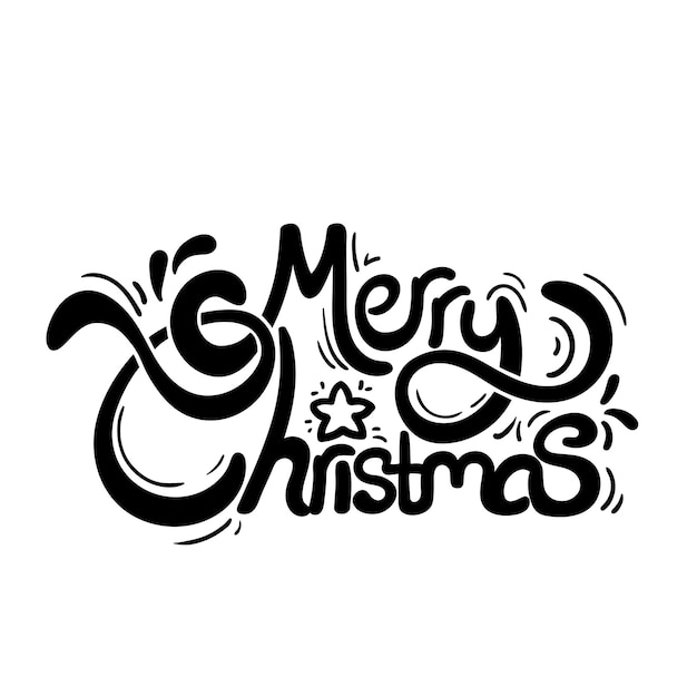 Merry Christmas Handgeschreven Tekst Gratis Vector