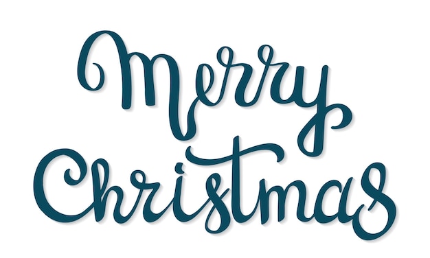 Merry Christmas handgetekende letters met vector schaduw voor wenskaart poster en banner