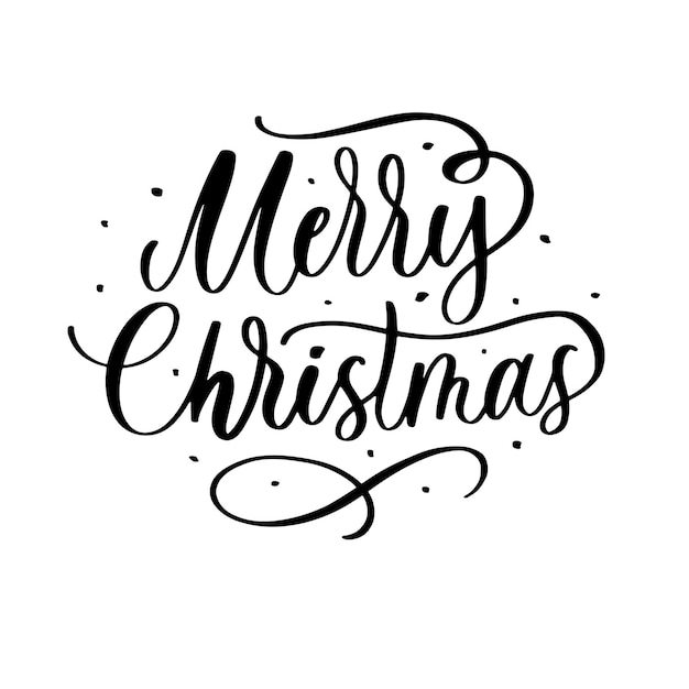 Vector merry christmas handmade lettering calligraphy inscription