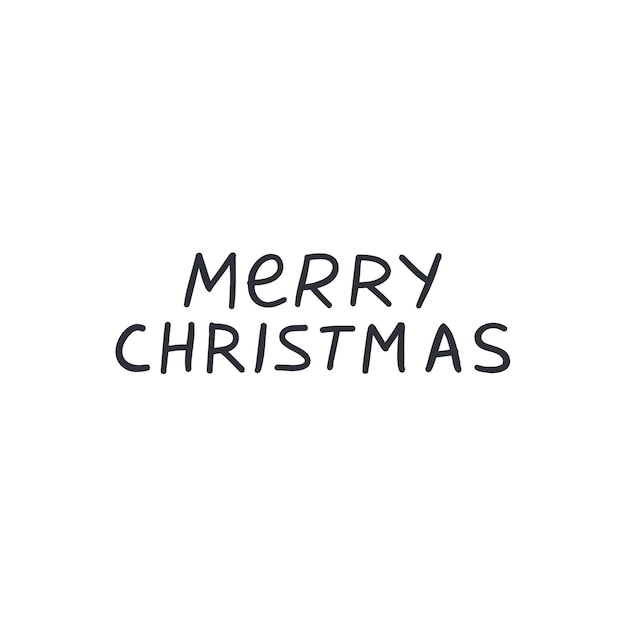 Merry Christmas handwritten lettering flat vector illustration