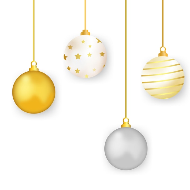 Vector merry christmas hangende ballen elementen ontwerp