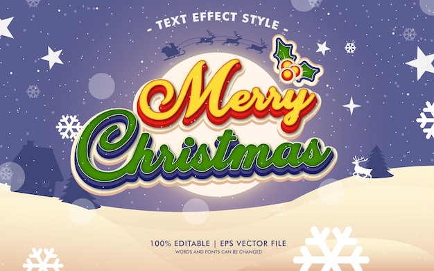 Merry christmas happiness text effects style