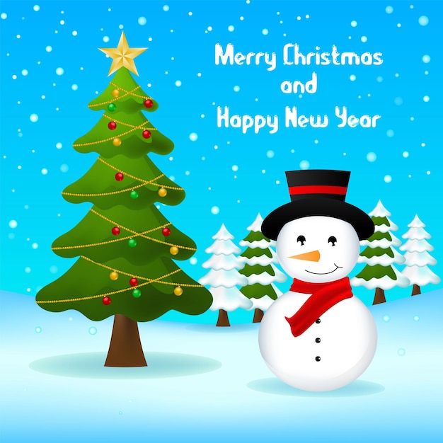 Merry Christmas Happy Christmas companions Santa Claus and snow man charecter of vector