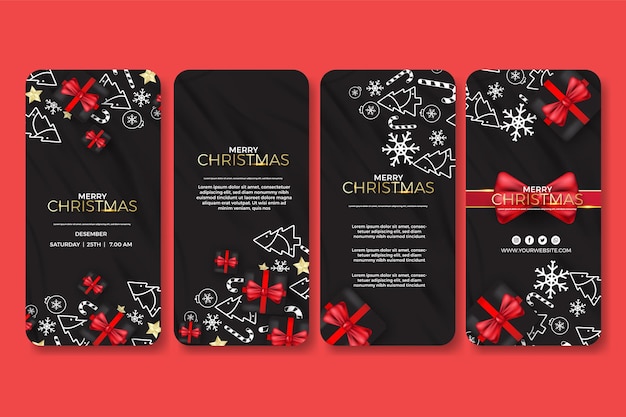 Merry christmas and happy holidays stories Premium Vector