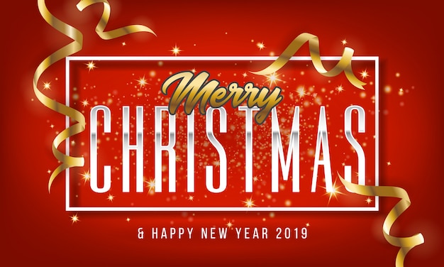 Vector merry christmas and happy new year 2019 greeting card background.