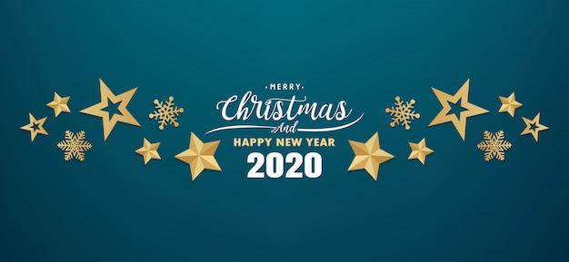 Merry christmas and happy new year 2020 banner
