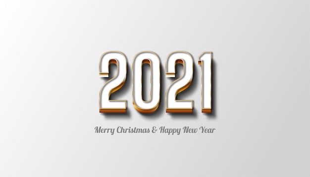 Merry Christmas and Happy New Year 2021 with white and gold text