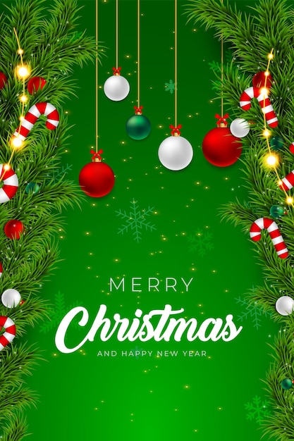 Merry Christmas and Happy New Year 2022 Gradient Tinsel Background Premium Vector