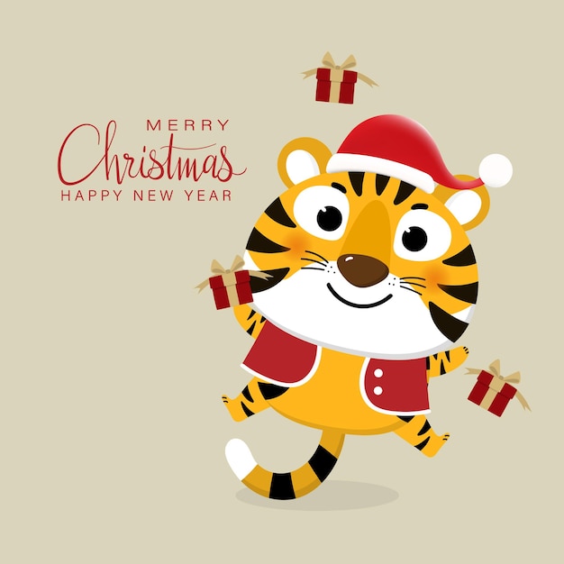 Buon natale e felice anno nuovo 2022 l'anno della tigre