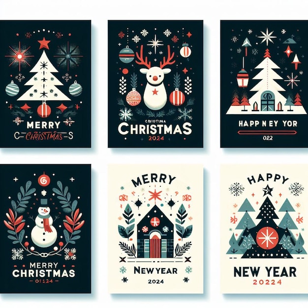 Vector merry christmas and happy new year 2024 vector illustration