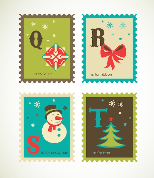 Merry Christmas and Happy New Year Alphabet . template collection for for greeting card, banner or poster