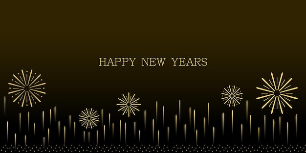 Merry christmas and happy new year background. golden collor on a dark background. firework