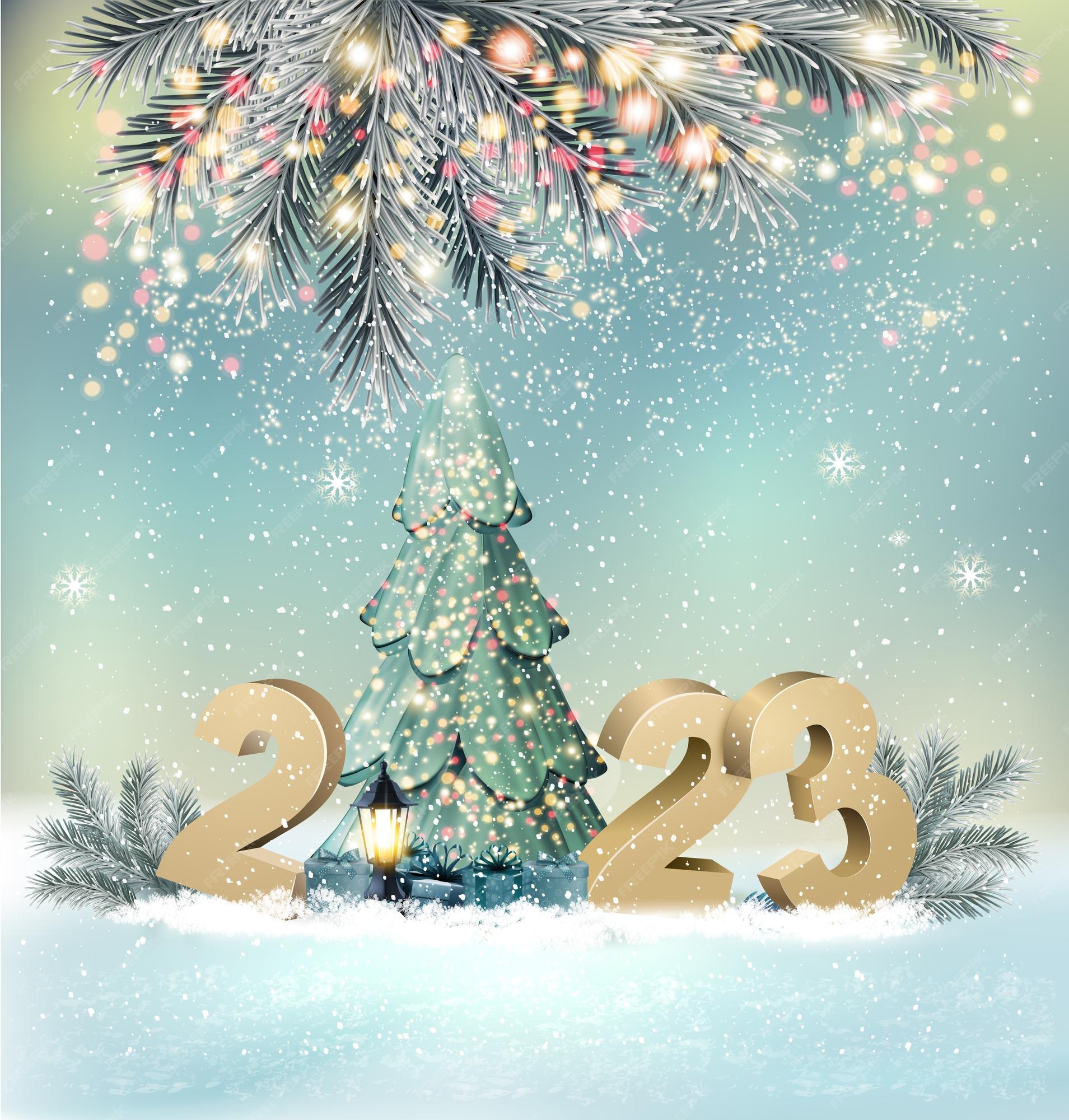 Premium Vector Merry christmas and happy new year background with a