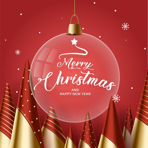 Merry christmas and happy new year background with ball and font design.