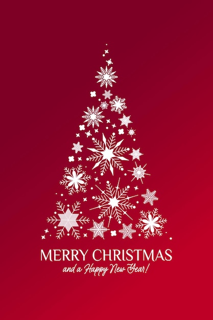 Merry christmas and happy new year background with christmas tree made of snowflakes. vector illustration. vector illustration