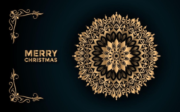 Merry Christmas and happy new year background with ornamental mandala arabesque design Premium