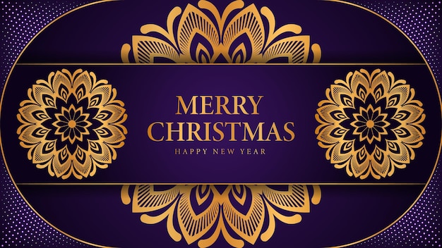 Merry christmas and happy new year background with ornamental mandala arabesque design