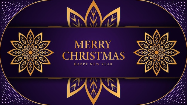 Merry christmas and happy new year background with ornamental mandala arabesque design