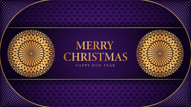 С рождеством и новым годом фон с декоративным дизайном мандалы арабески