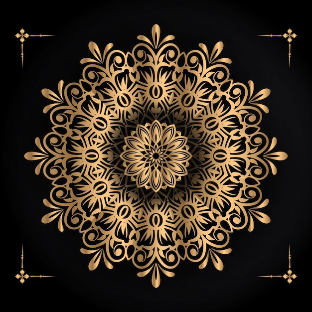 Merry Christmas and Happy New Year background with ornamental mandala design premium vector