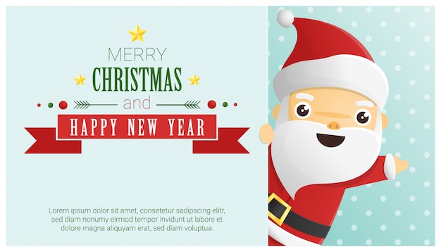 Merry Christmas and Happy New Year background with Santa Claus