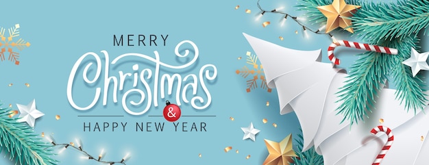 Vector merry christmas and happy new year background