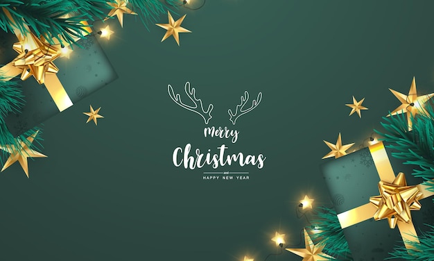 Merry Christmas and Happy New Year background.