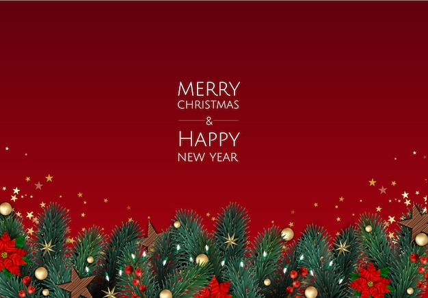 Vector merry christmas and happy new year background