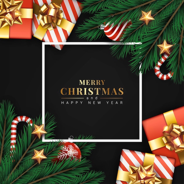 Merry christmas and happy new year banner design illustration