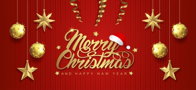 Merry christmas and happy new year banner template