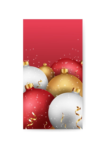 Vettore buon natale e felice anno nuovo banner con palline e coriandoli