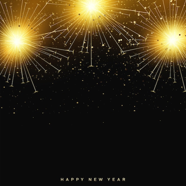 Merry christmas and happy new year banner with fireworks on black background. vector.