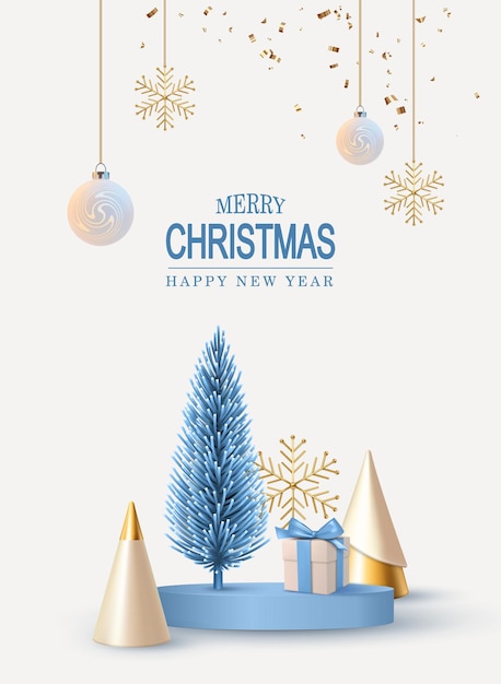 Vector merry christmas and happy new year banner