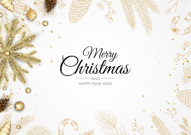 Vector merry christmas and happy new year banner