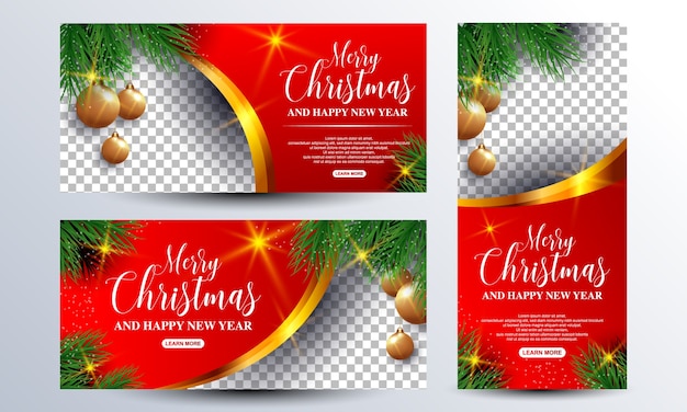 Vector merry christmas and happy new year banner