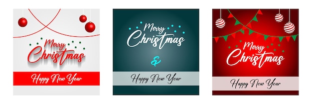 Banner di buon natale e felice anno nuovo set 3 poster di natale