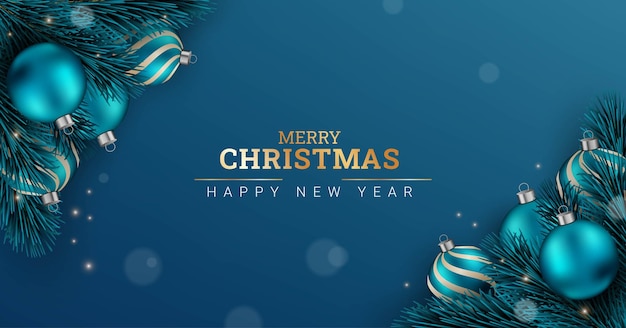 Merry christmas and happy new year blue background design