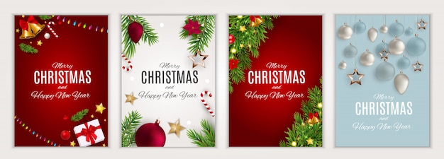 merry christmas and happy new year card set