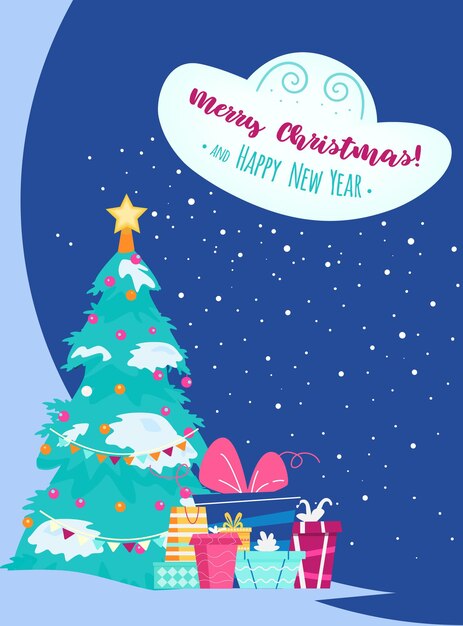 Merry christmas and happy new year card