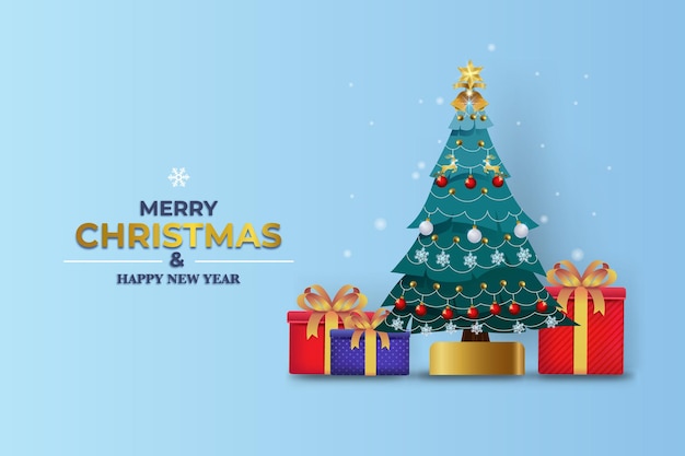 Merry Christmas and Happy New Year Christmas background with decorations