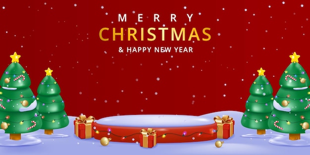 Vector merry christmas and happy new year christmas banner design