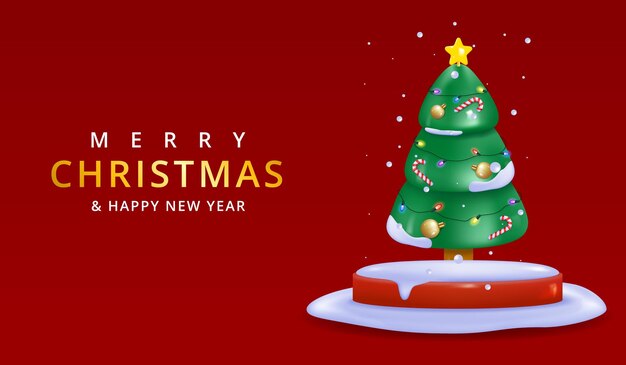 Merry christmas and happy new year christmas banner design